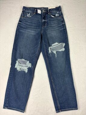 American Eagle Mom Straight Jeans - Dark Blue stretch Regular High Rise